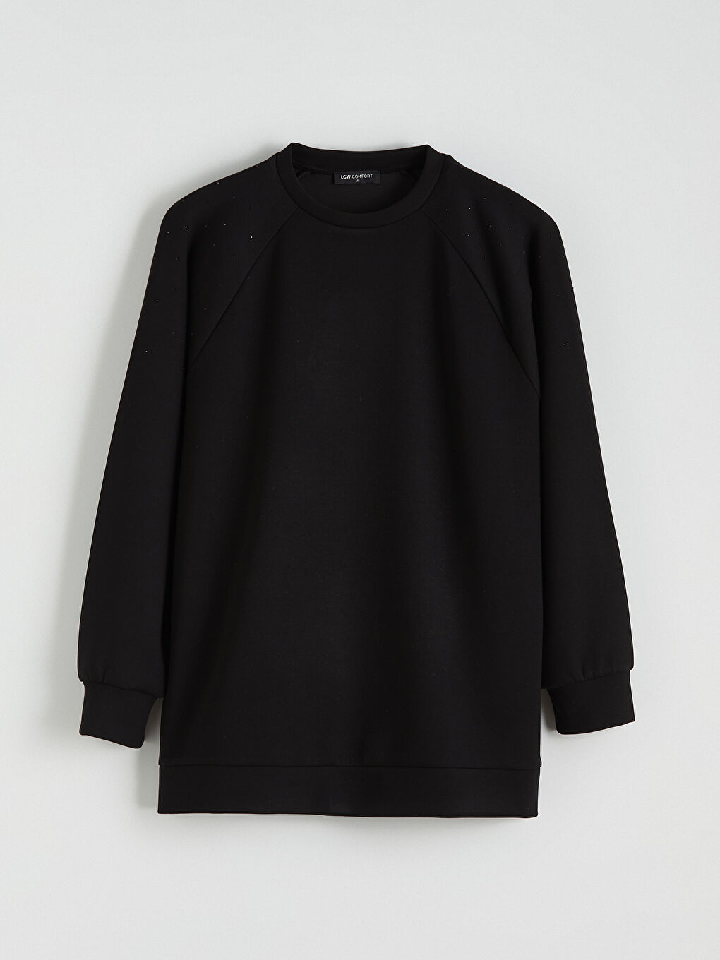 Siyah Bisiklet Yaka Taşlı Kadın Sweatshirt-4