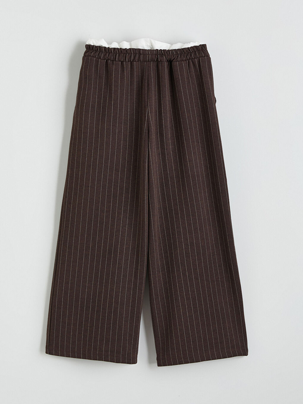 Kahverengi Beli Lastikli Pileli Kız Çocuk Pantolon-2