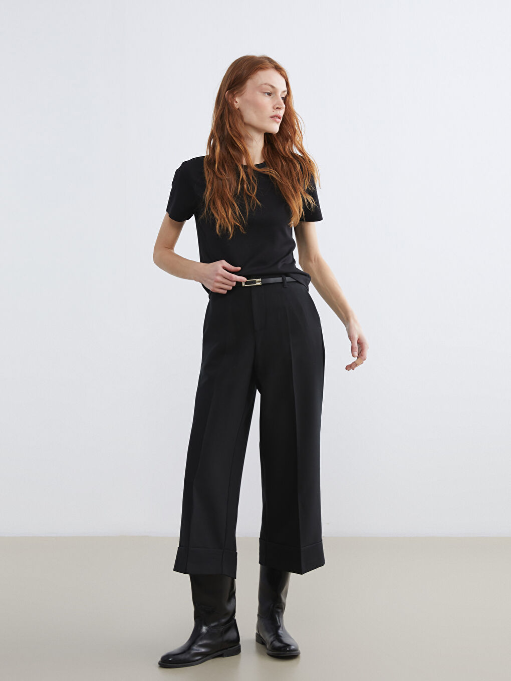 Belted Standard Fit Women's Trousers