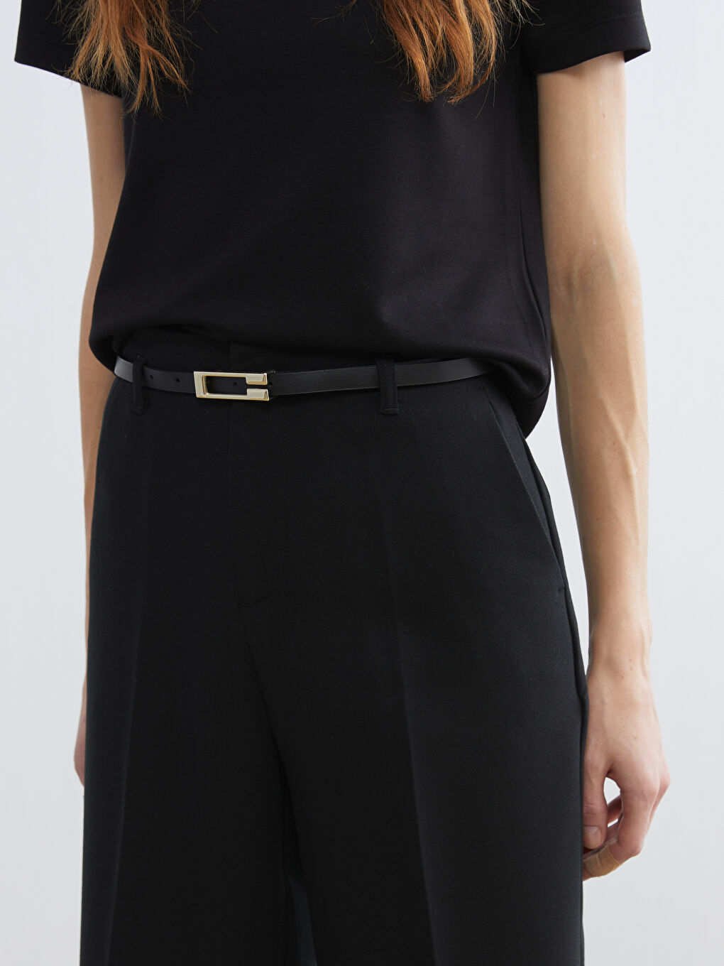 Belted Standard Fit Women's Trousers-2