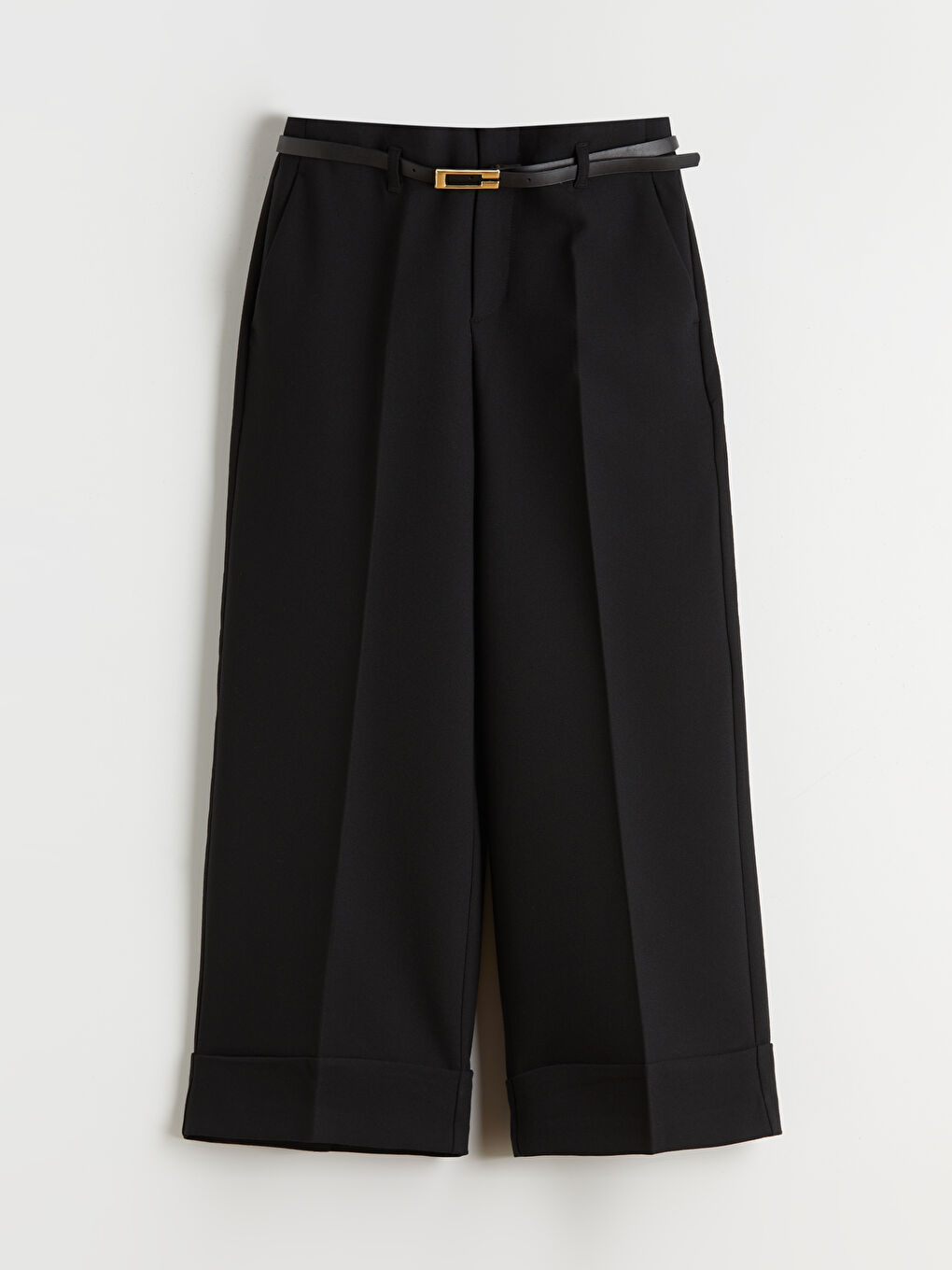 Belted Standard Fit Women's Trousers-4