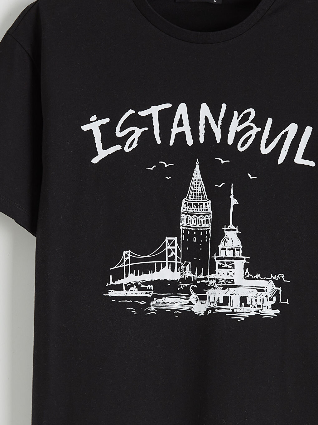 Siyah İstanbul Baskılı Kadın Tişört-5
