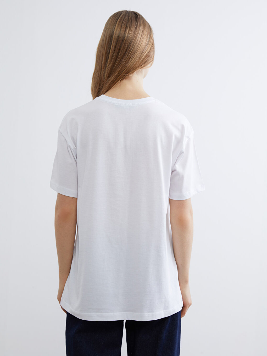 Beyaz İstanbul Baskılı Oversize Kadın Tişört-3