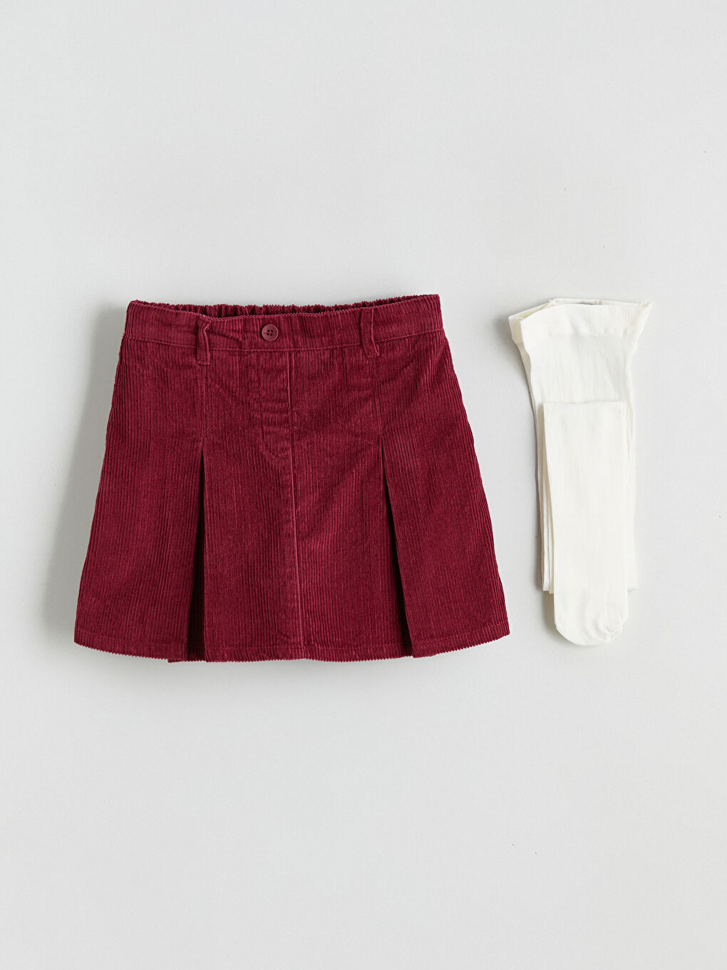 Bordo Basic Pileli Kız Çocuk Etek