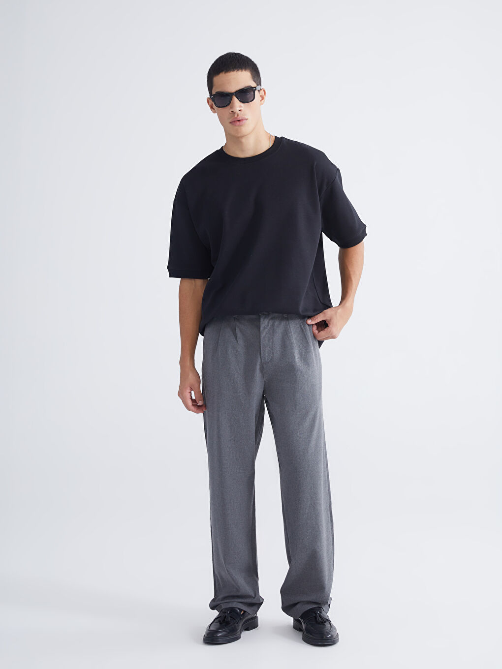 Relaxed Fit Twill Men's Trousers