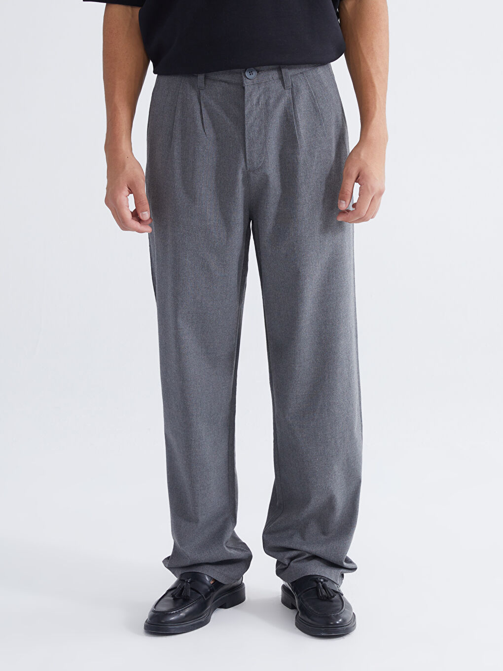 Relaxed Fit Twill Men's Trousers-1