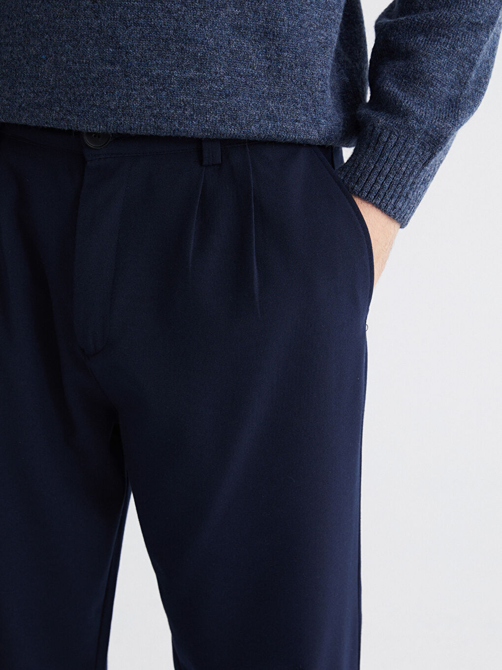 Lacivert Rahat Kalıp Gabardin Erkek Pantolon-2