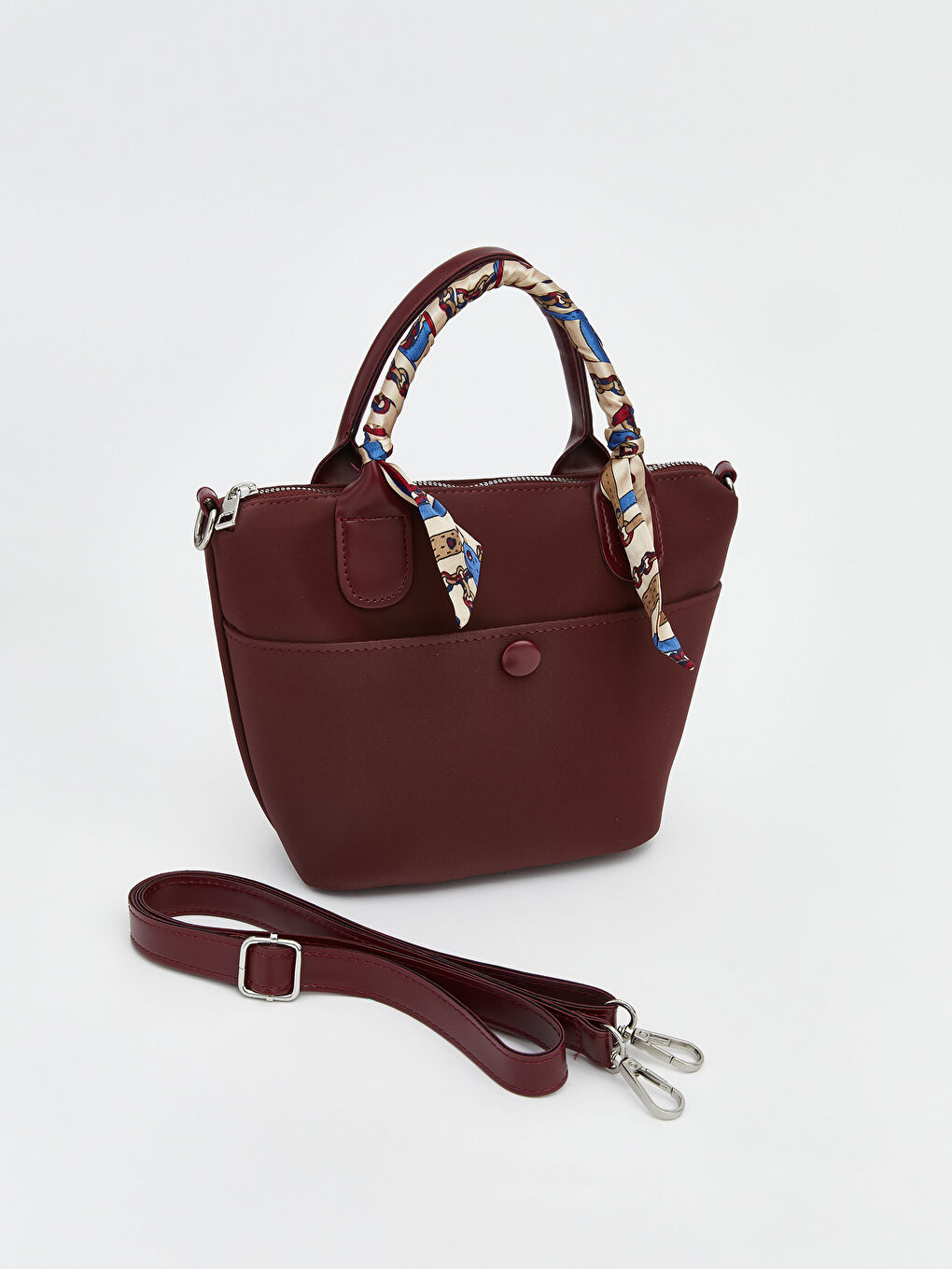 Bordo Çıkarılabilir Askılı Kadın Omuz Çantası-1