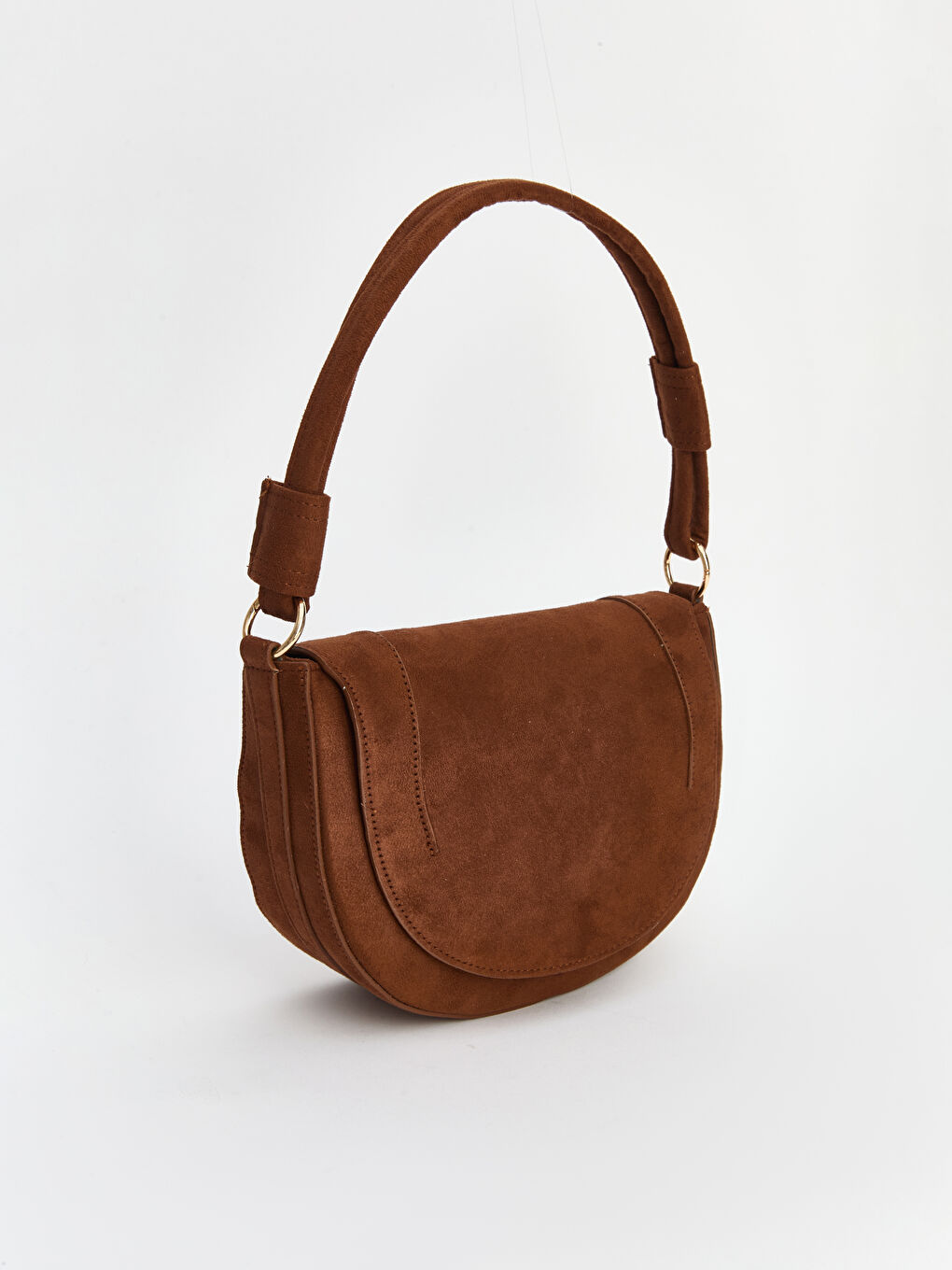 Kahverengi Süet Görünümlü Kadın Omuz Çantası-1