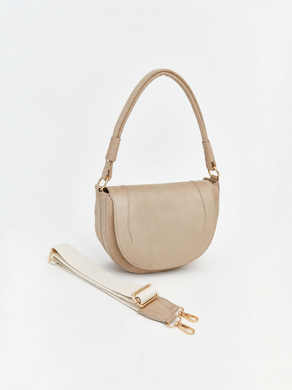 Kahverengi Süet Görünümlü Kadın Omuz Çantası-1