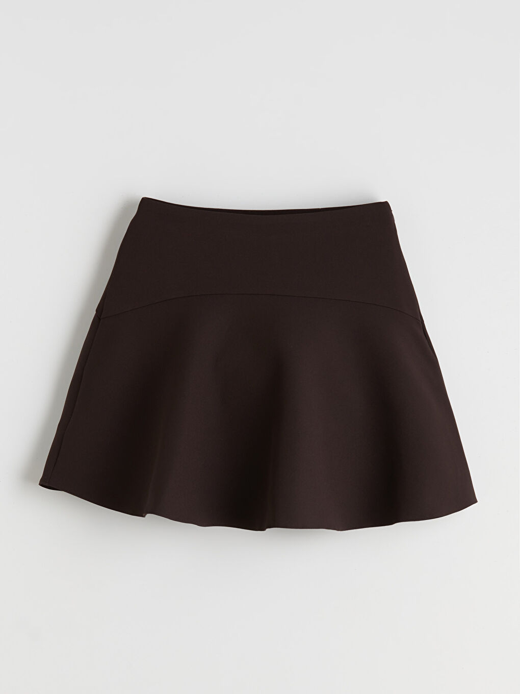 Kahverengi Beli Lastikli Mini Kloş Şortlu Etek-4