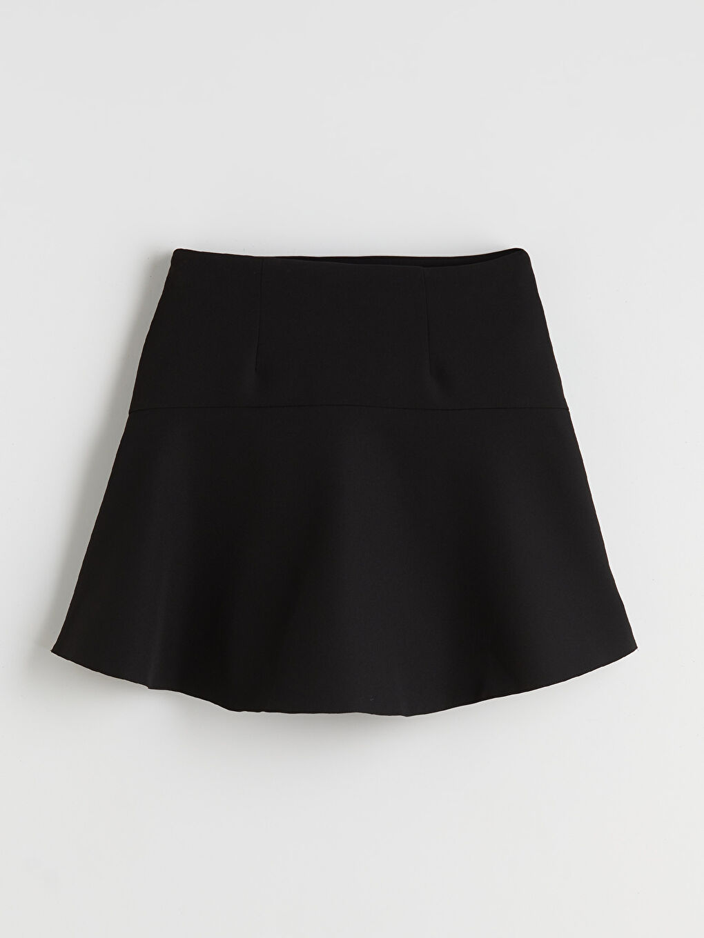 Siyah Beli Lastikli Mini Kloş Şortlu Etek-5