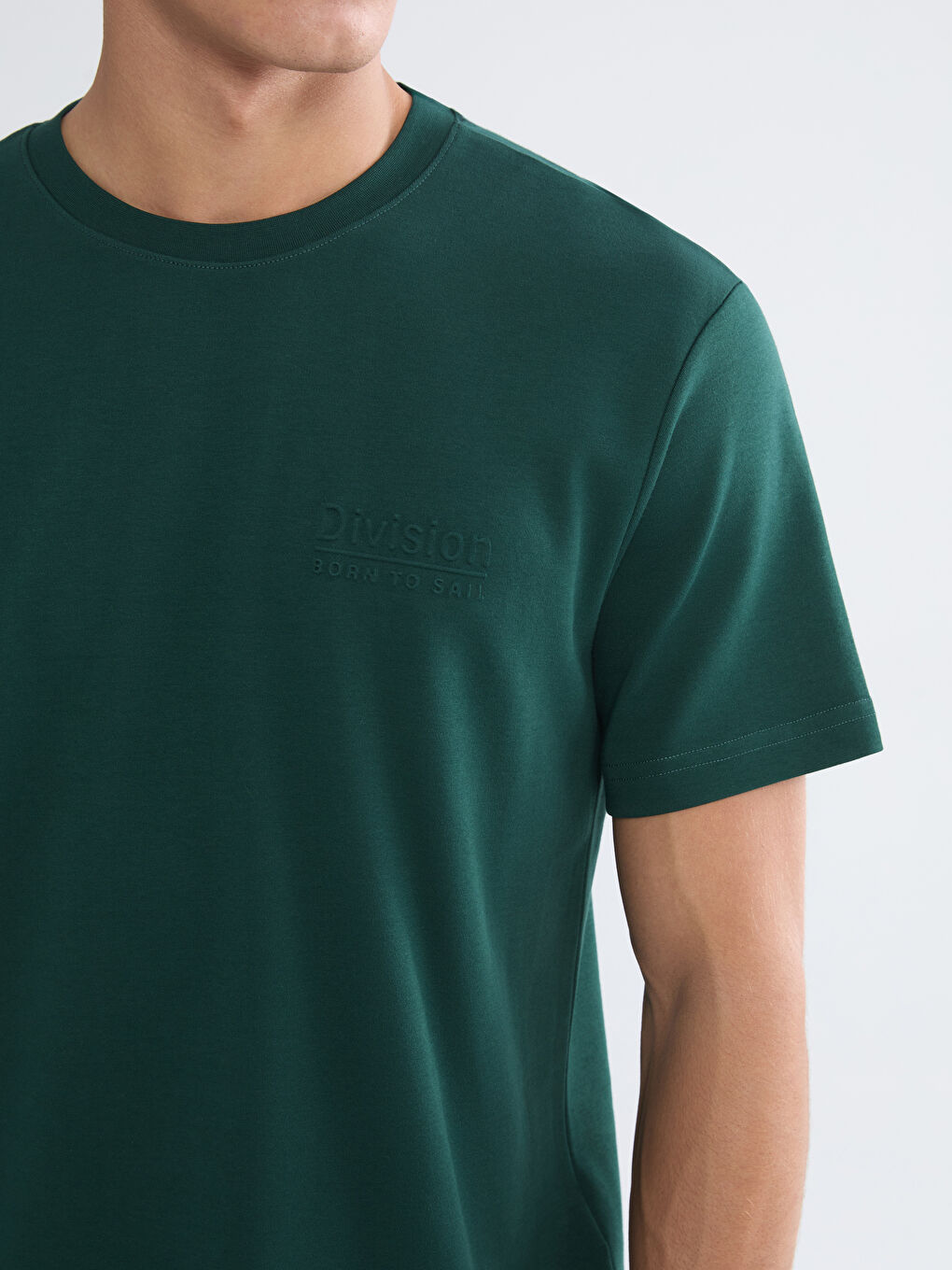 Yeşil Bisiklet Yaka Baskılı Erkek Tişört-2