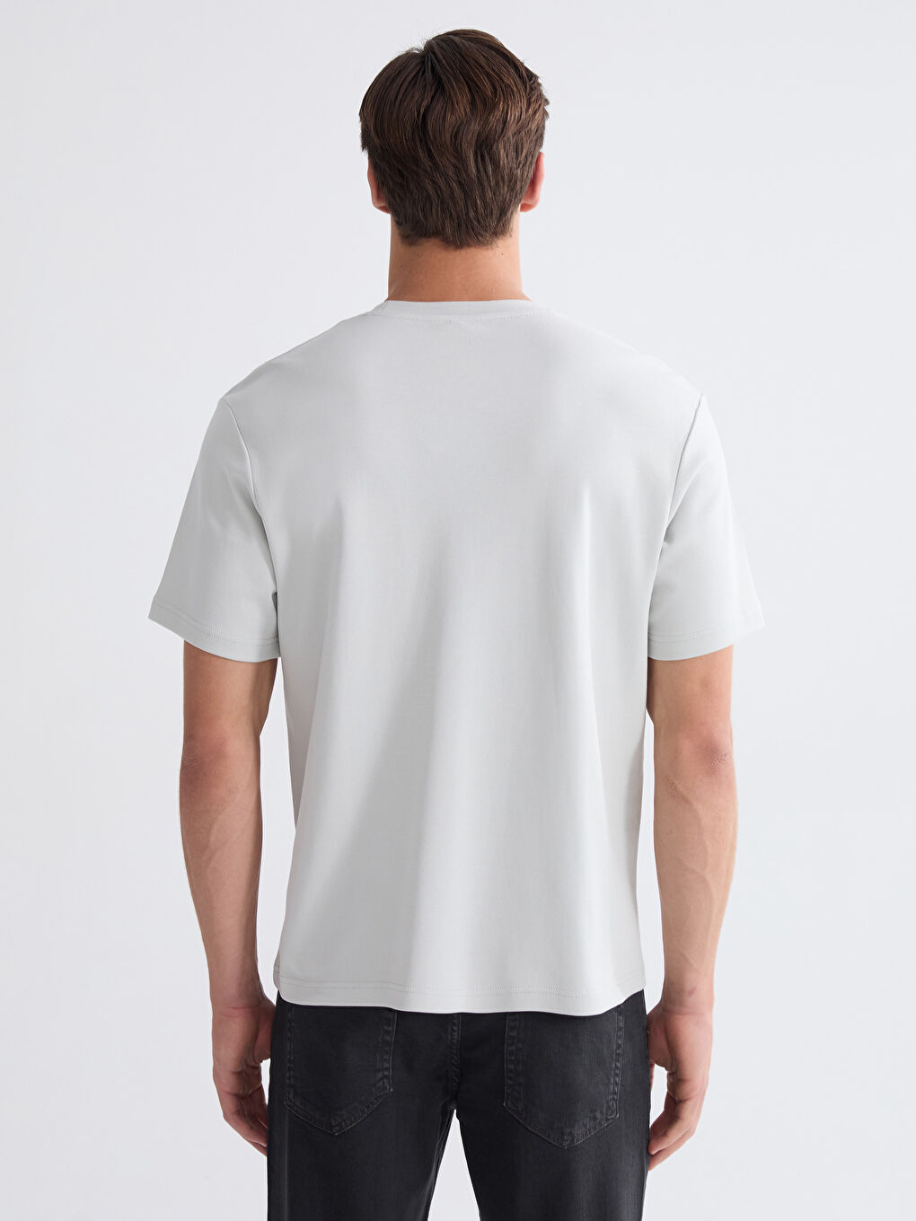 Bej Bisiklet Yaka Baskılı Erkek Tişört-3