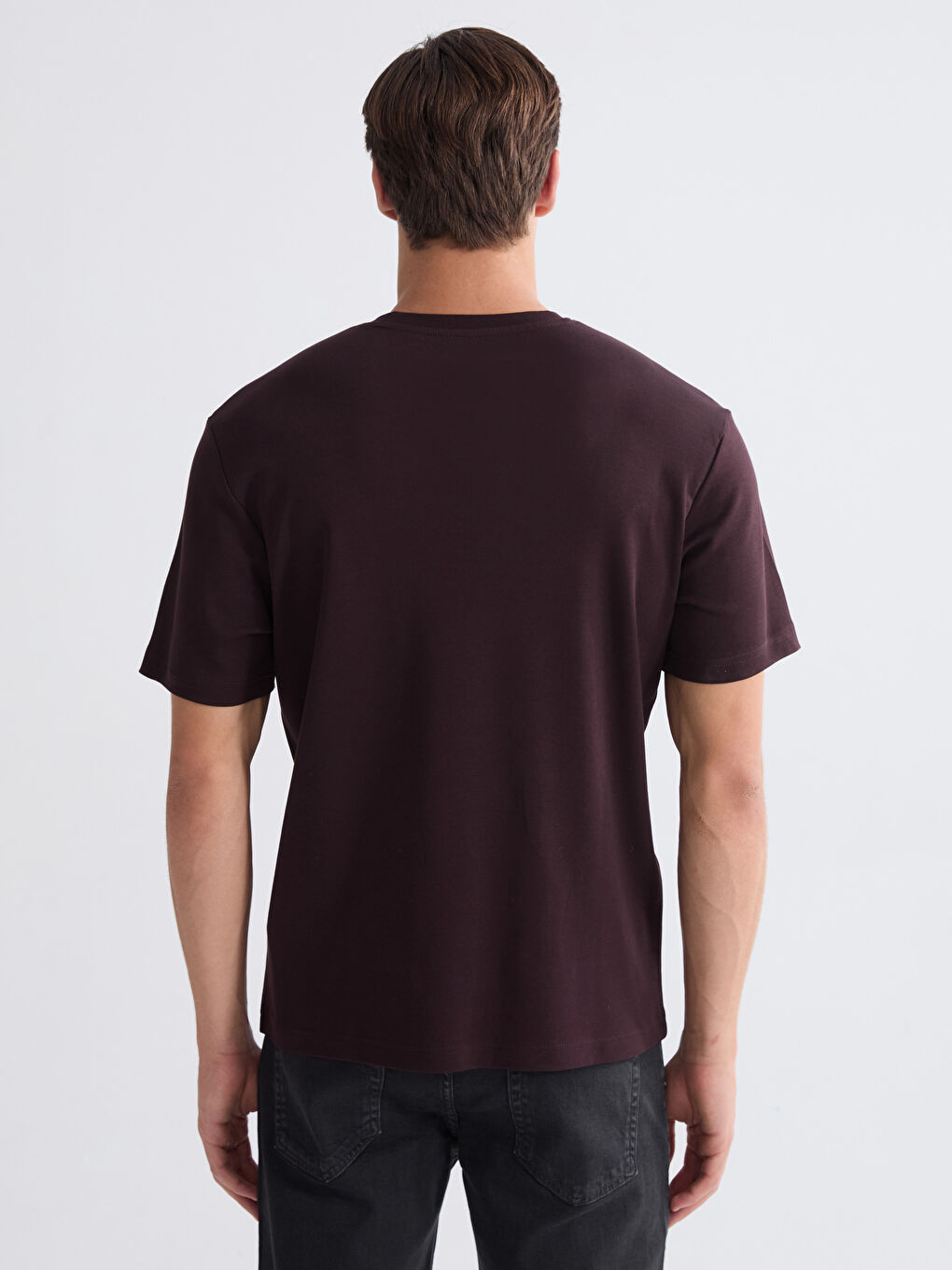 Mürdüm Bisiklet Yaka Baskılı Erkek Tişört-3