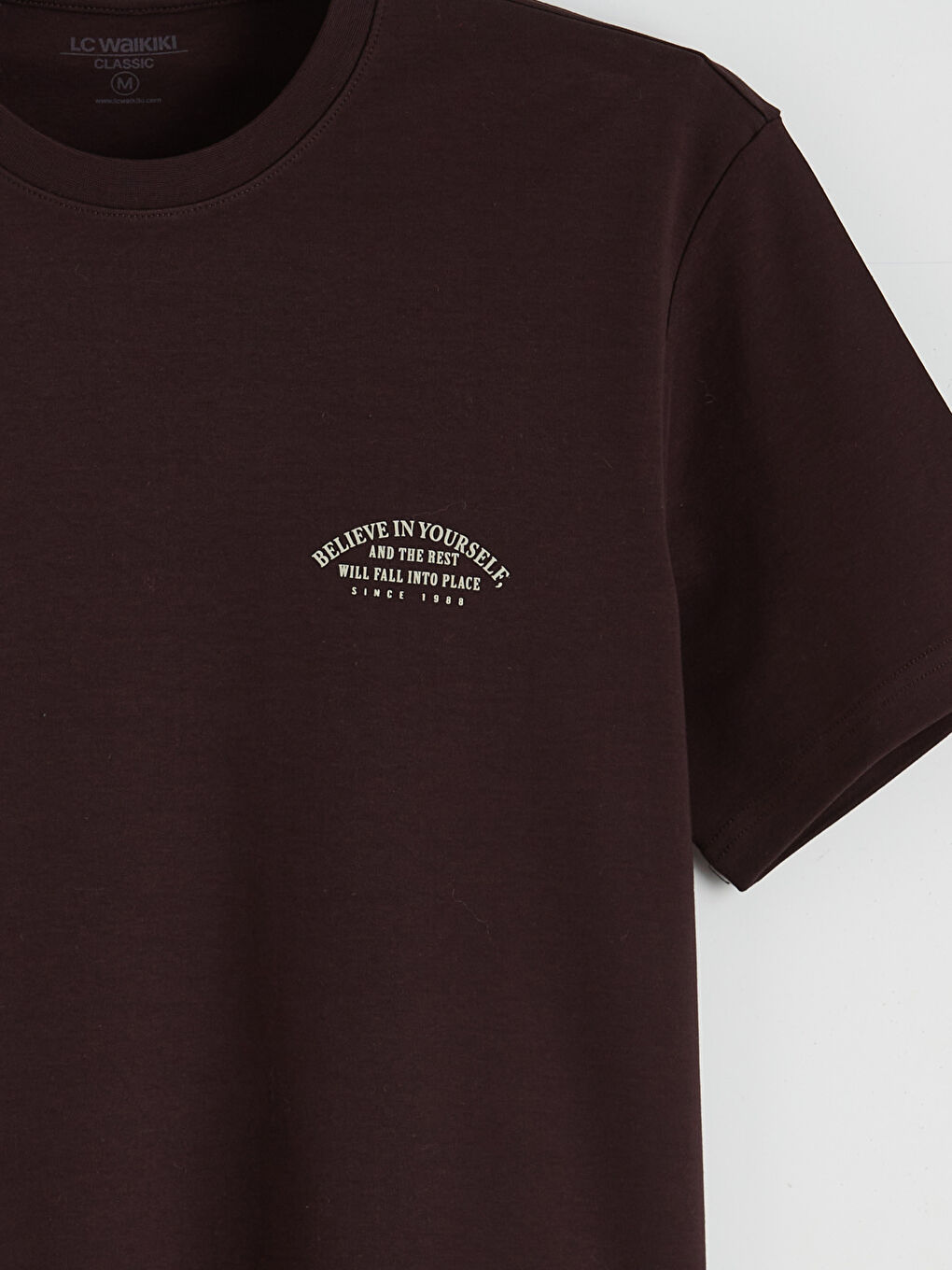 Mürdüm Bisiklet Yaka Baskılı Erkek Tişört-5