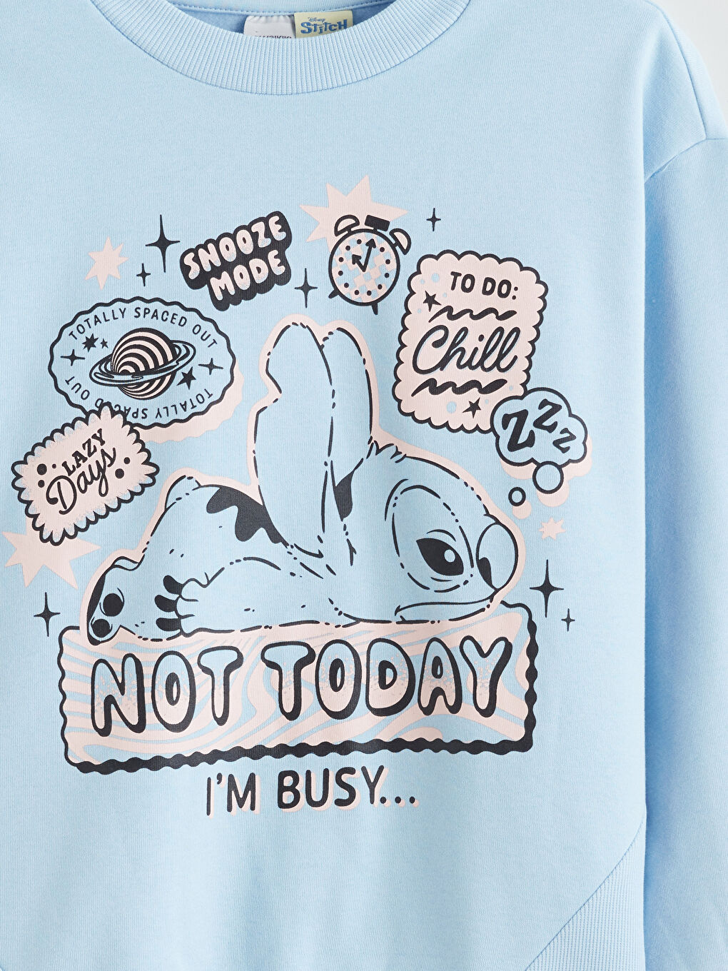 Crew Neck Stitch Printed Girls' Sweatshirt-2