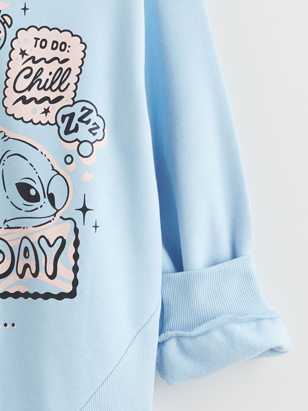 Crew Neck Stitch Printed Girls' Sweatshirt-3