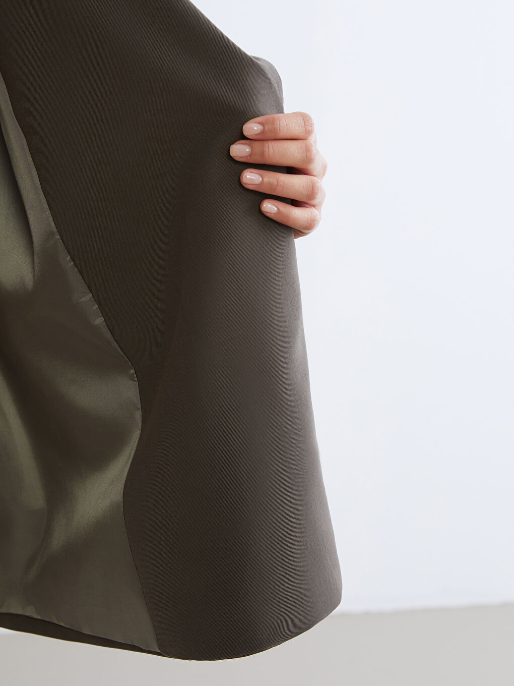 Haki Kuşaklı Oversize Kadın Blazer Ceket-3