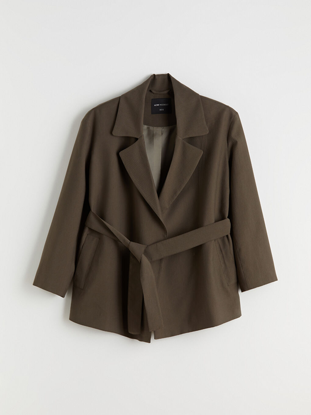 Haki Kuşaklı Oversize Kadın Blazer Ceket-5