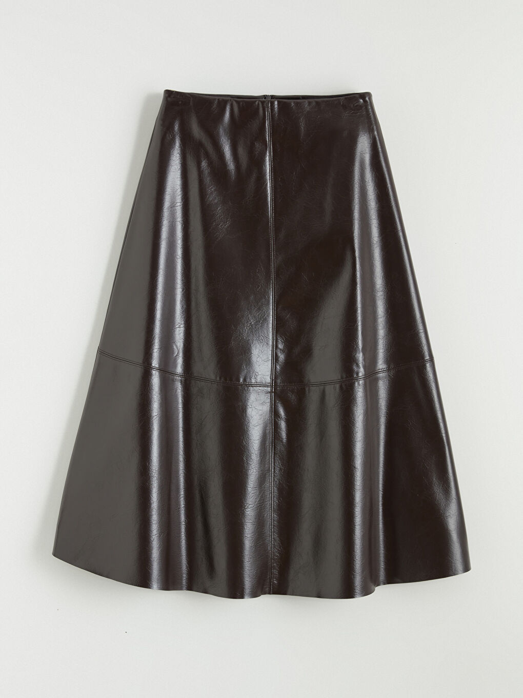High Waist Zippered A-Line Faux Leather Skirt-13