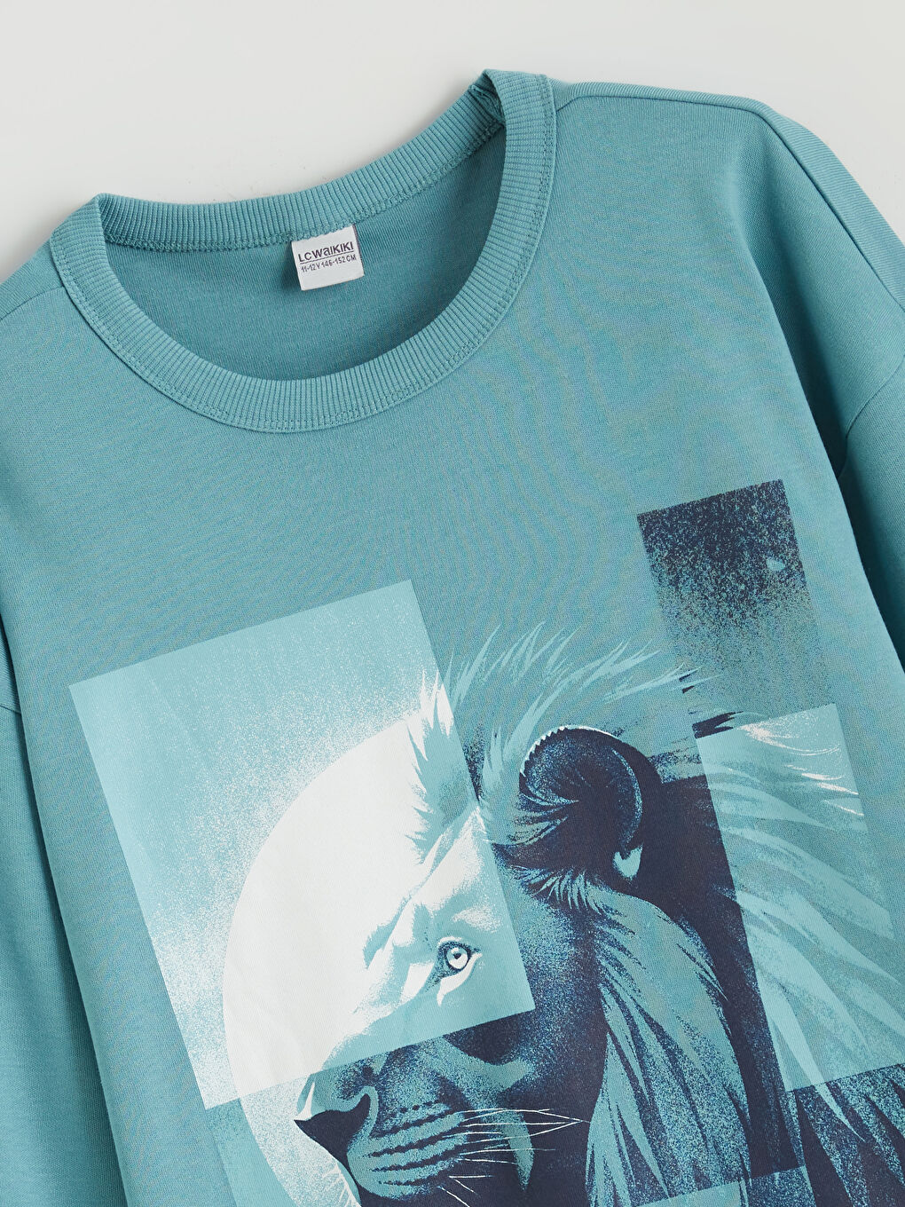 Yeşil Bisiklet Yaka Baskılı Erkek Çocuk Sweatshirt-3