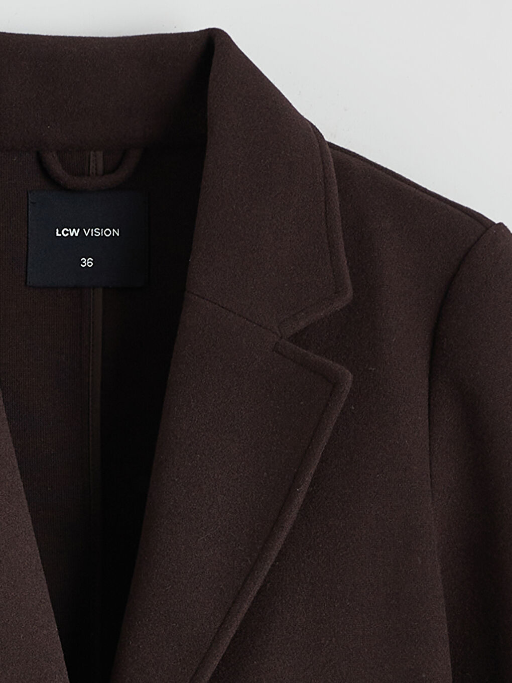 Kahverengi Ceket Yaka Kadın Kaşe Kaban-6