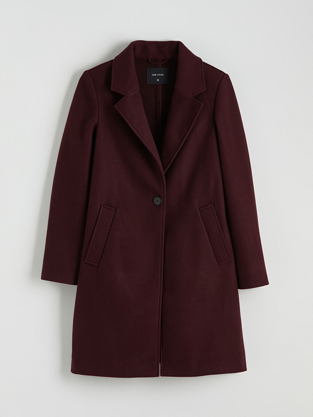 Mürdüm Ceket Yaka Kadın Kaşe Kaban-5