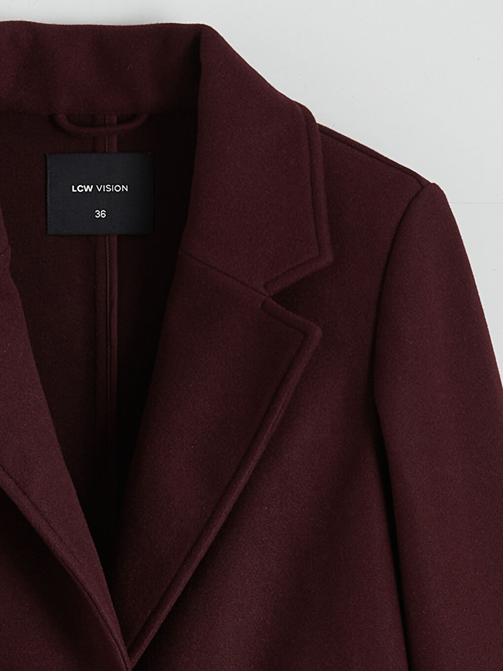 Mürdüm Ceket Yaka Kadın Kaşe Kaban-6