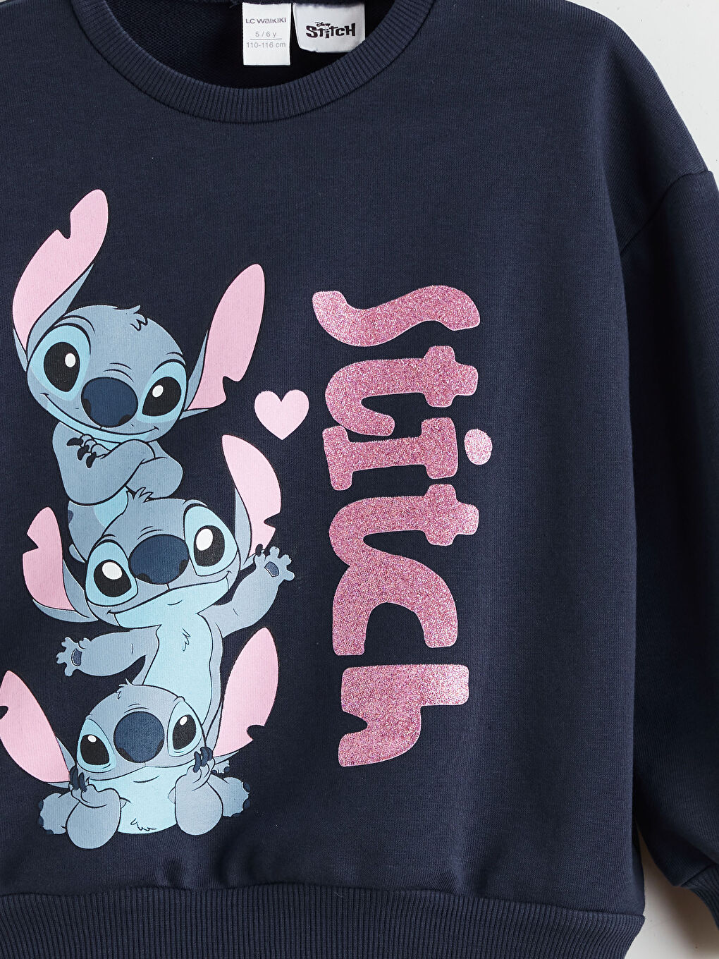 Crew Neck Stitch Printed Girls' Sweatshirt-2