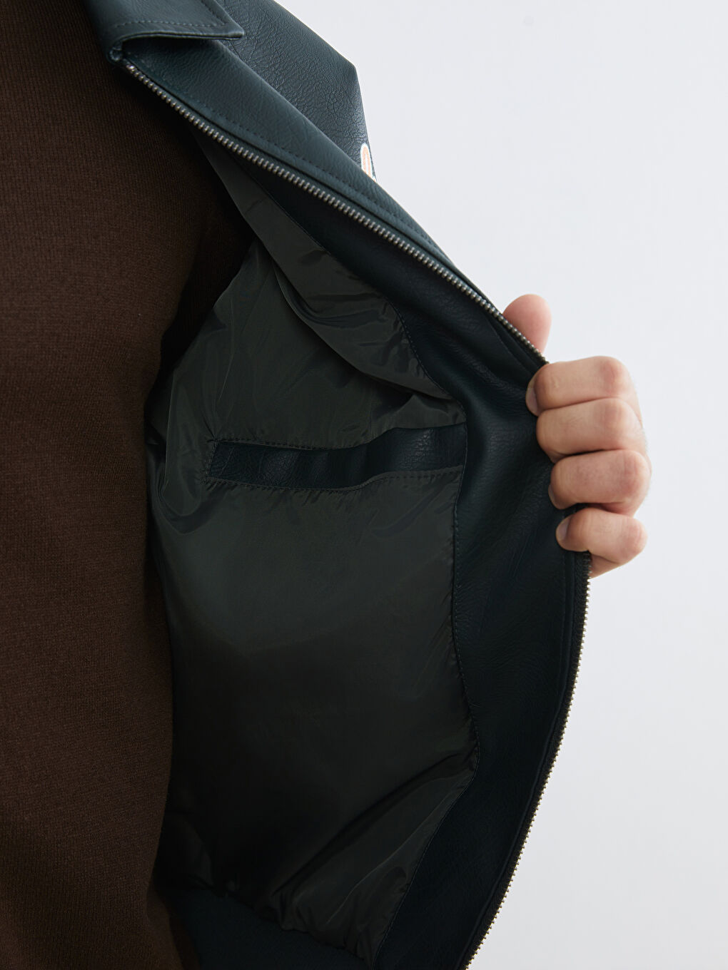 Yeşil Rahat Kalıp Stranger Things Baskılı Erkek Deri Görünümlü Ceket-3