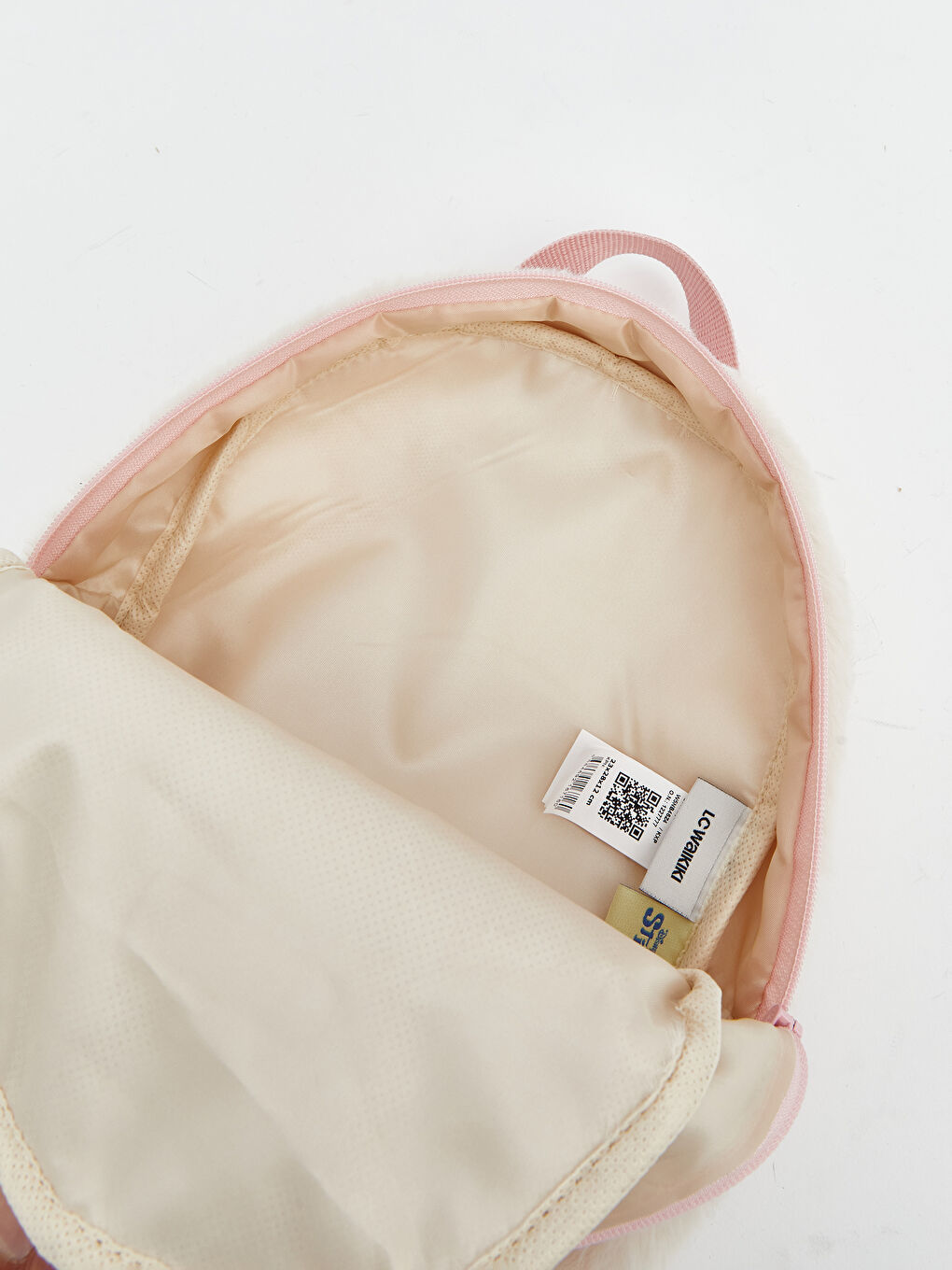 Ekru Lilo ve Stitch Baskılı Kız Çocuk Pelüş Sırt Çantası-3