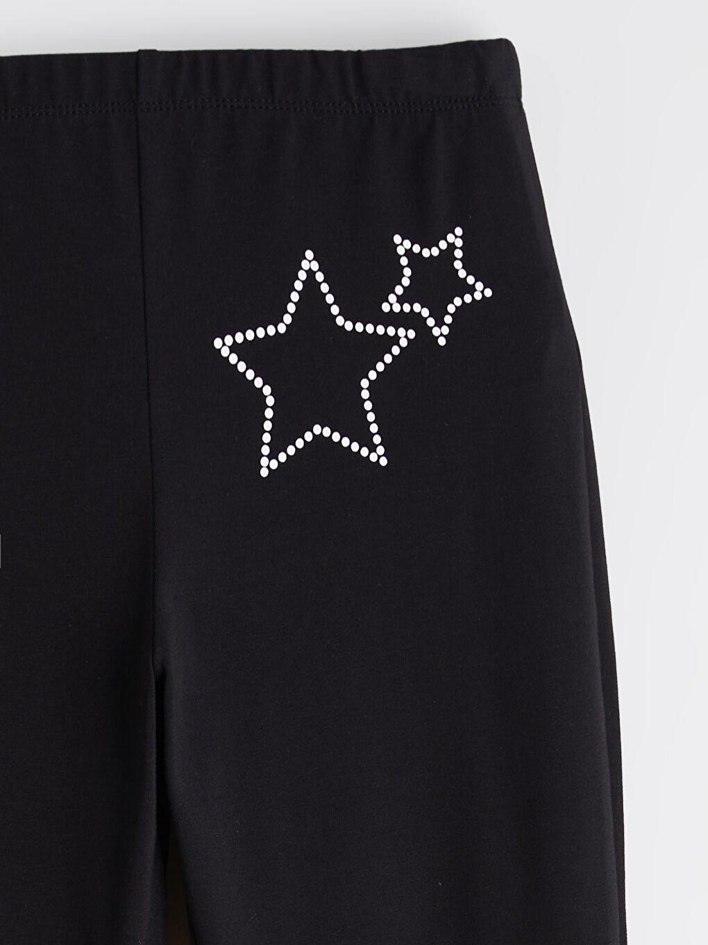 Siyah Beli Lastikli Taşlı İspanyol Paça Kız Çocuk Tayt-2