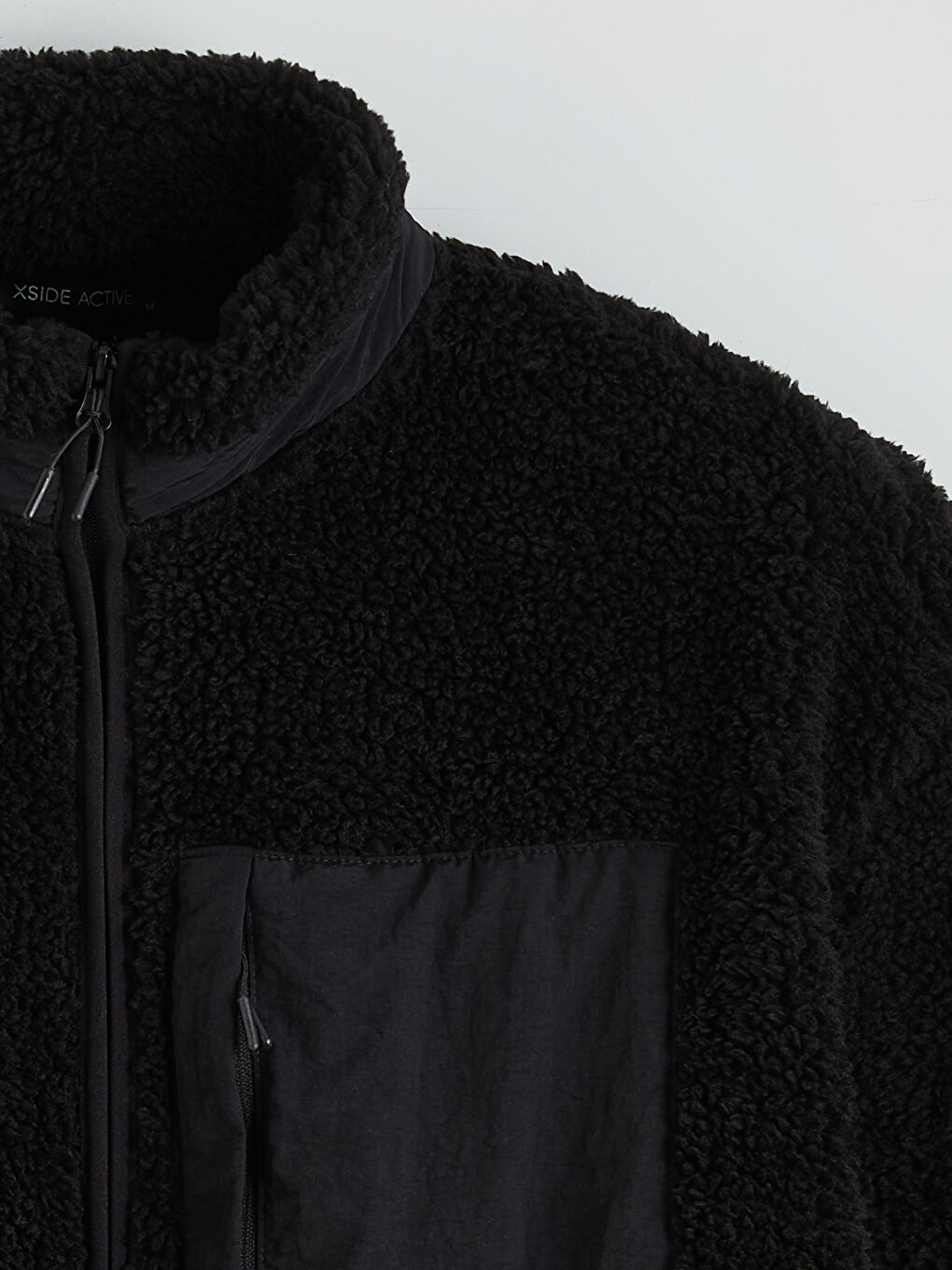 Siyah Dik Yaka Pelüş Erkek Fermuarlı Sweatshirt-4