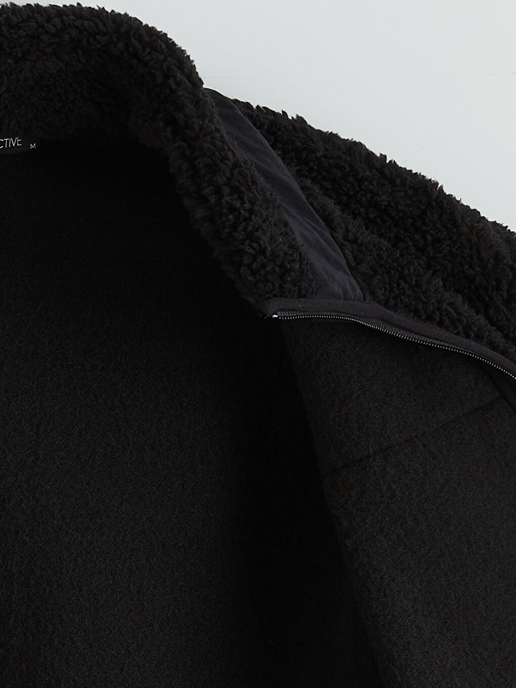 Siyah Dik Yaka Pelüş Erkek Fermuarlı Sweatshirt-5