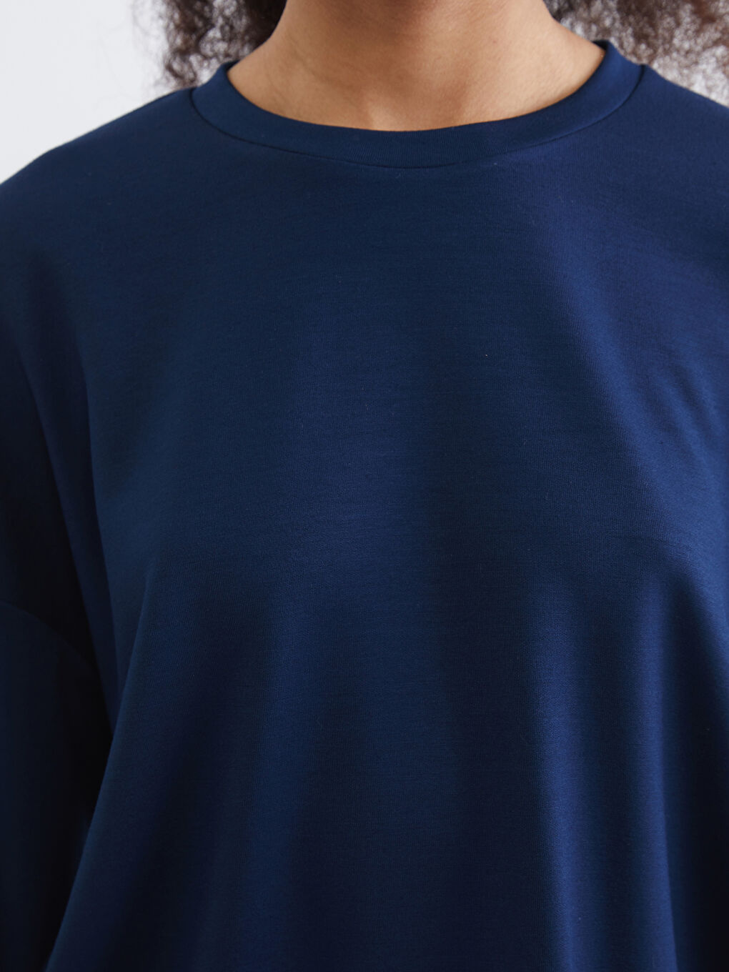 Lacivert Bisiklet Yaka Kadın Sweatshirt-2