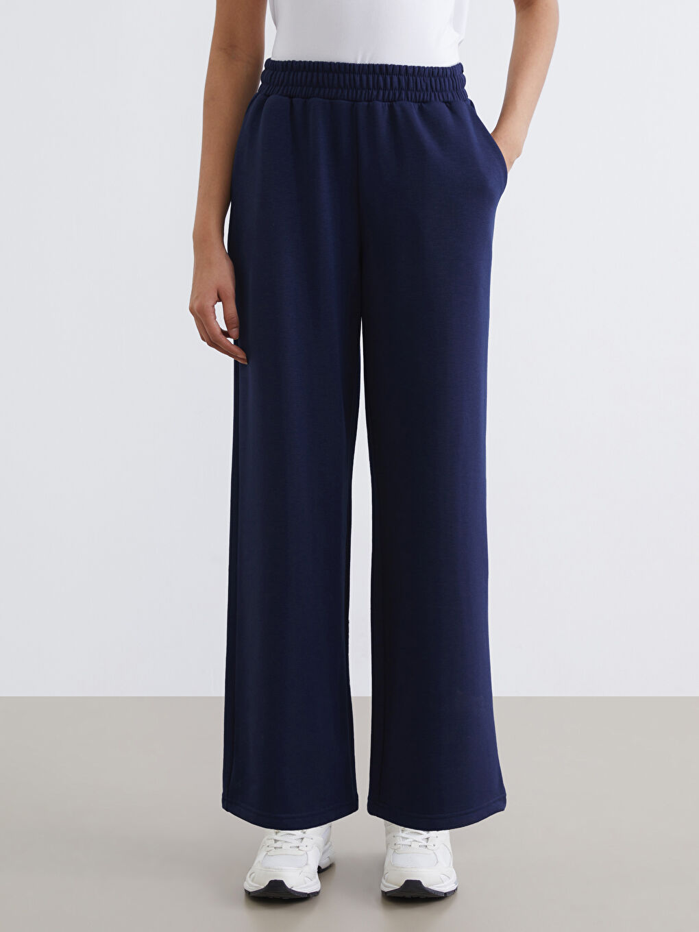 Lacivert Beli Lastikli Soft Touch Kadın Eşofman Altı-1