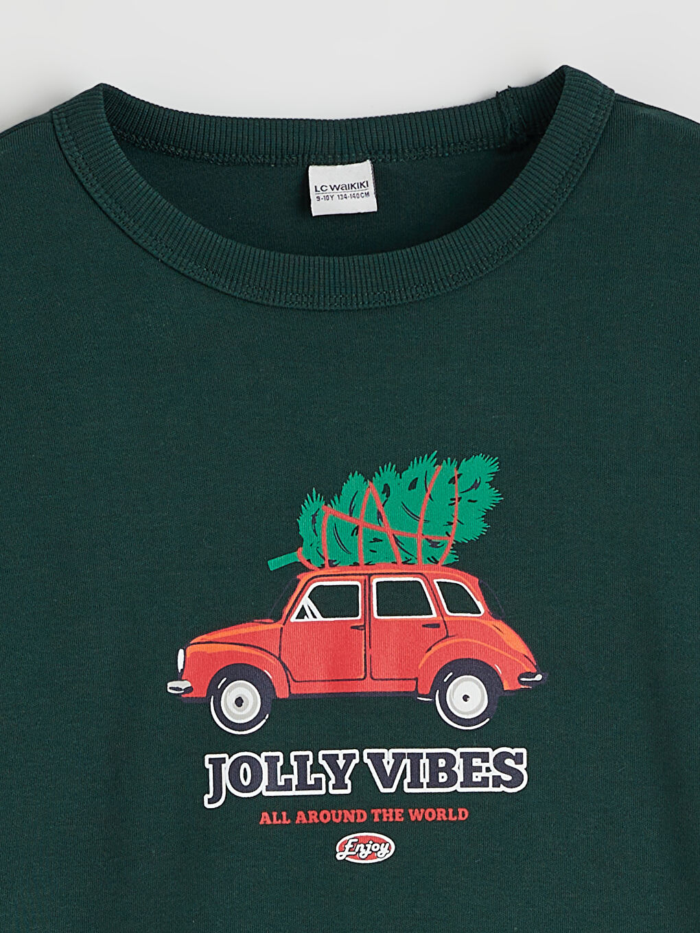 Yeşil Bisiklet Yaka Baskılı Erkek Çocuk Tişört-3