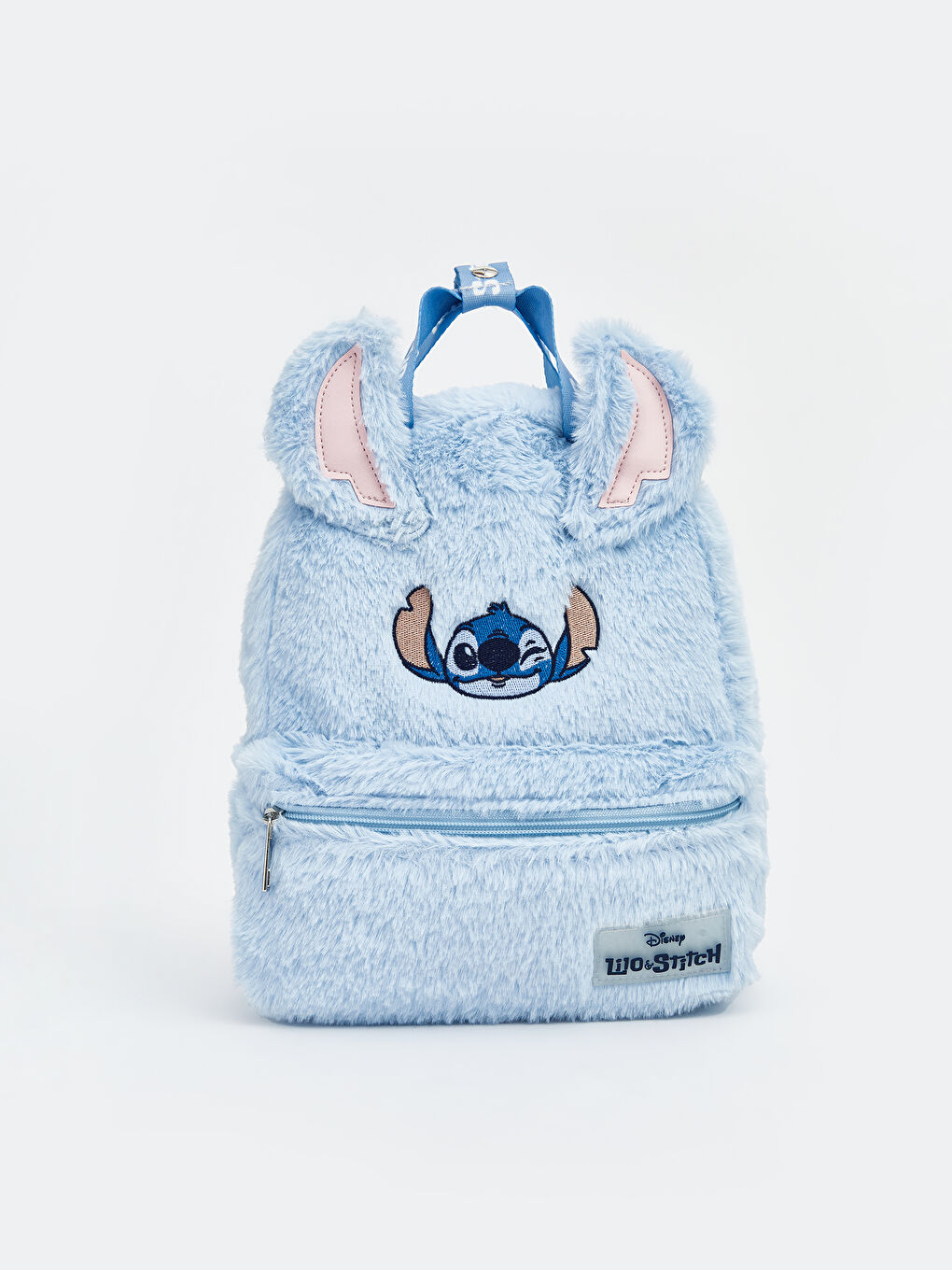 Mavi Lilo ve Stitch Baskılı Kız Çocuk Pelüş Sırt Çantası