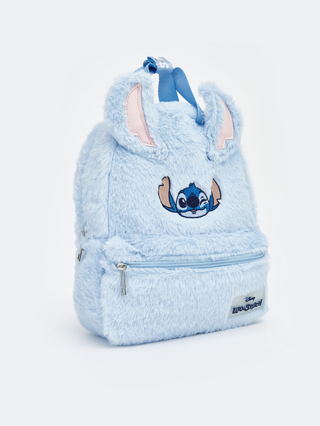 Mavi Lilo ve Stitch Baskılı Kız Çocuk Pelüş Sırt Çantası-1