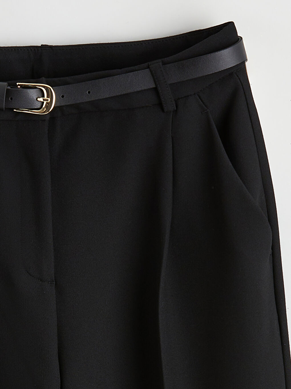 Siyah Beli Kemerli Kadın Cigarette Pantolon-6