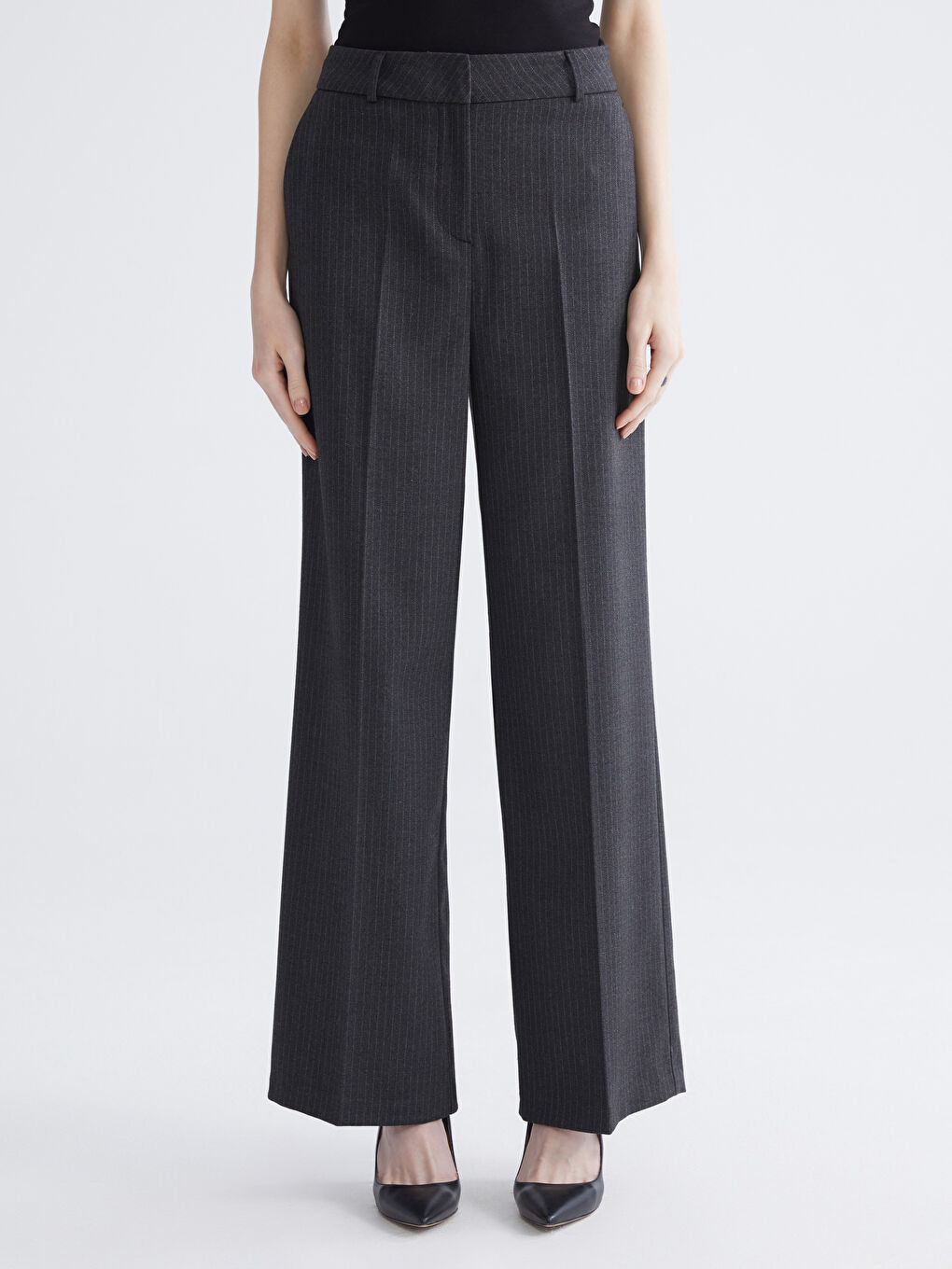 Striped Wide Leg Women's Trousers-1