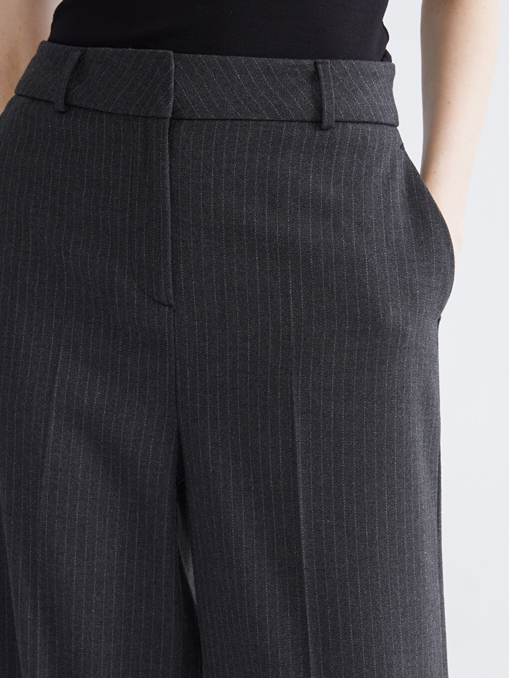 Striped Wide Leg Women's Trousers-2