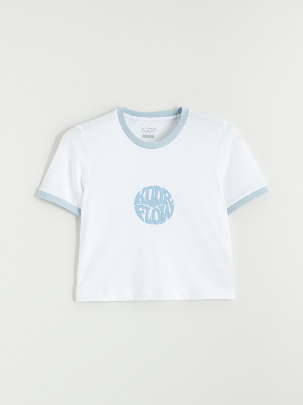 Beyaz Bisiklet Yaka Baskılı Kadın Spor Tişört-4