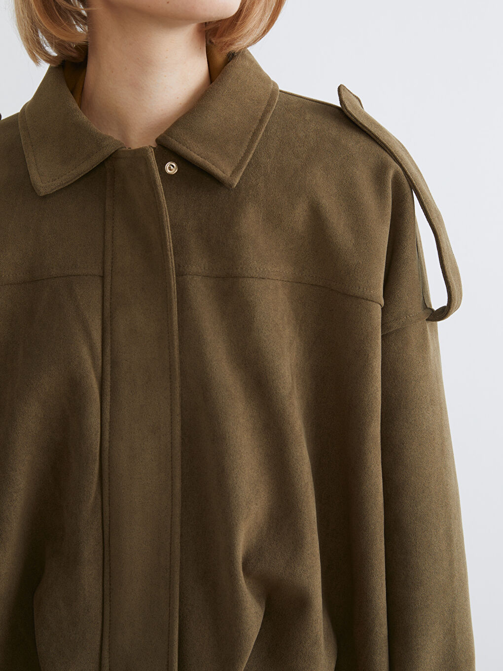 Пиджак из искусственной замши с отложным воротником оверсайз для Женское-2