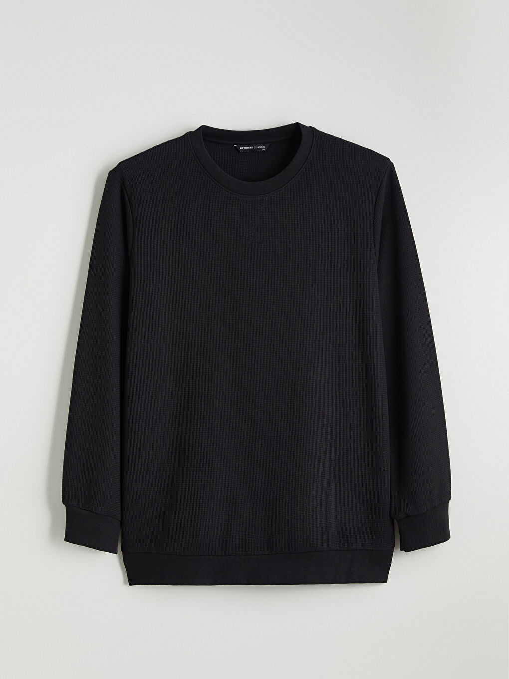 Siyah Bisiklet Yaka Erkek Sweatshirt-4