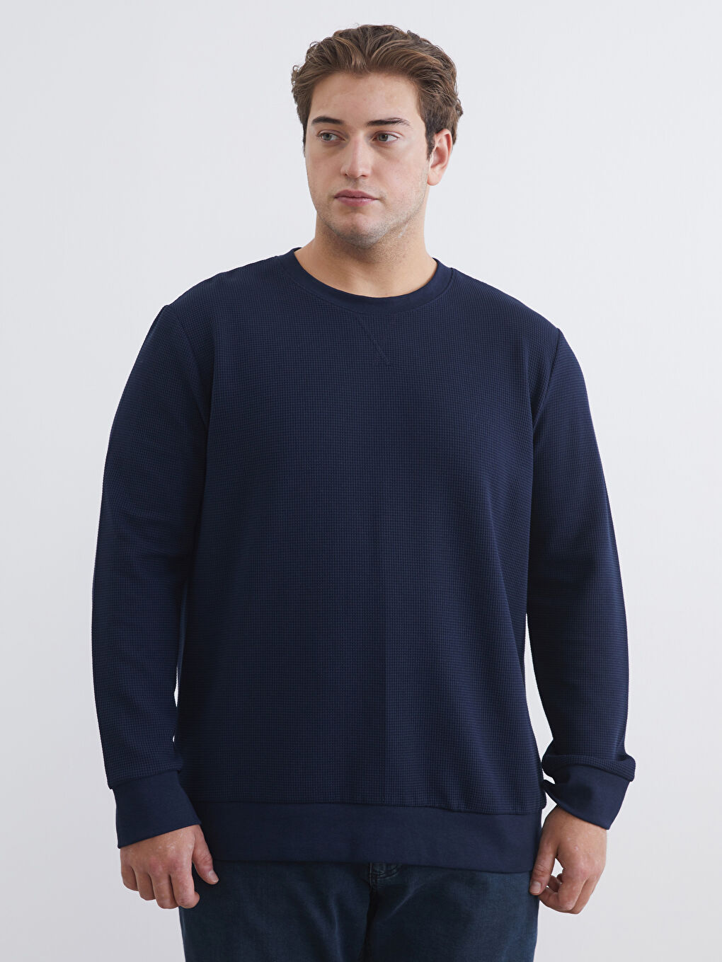 Lacivert Bisiklet Yaka Erkek Sweatshirt