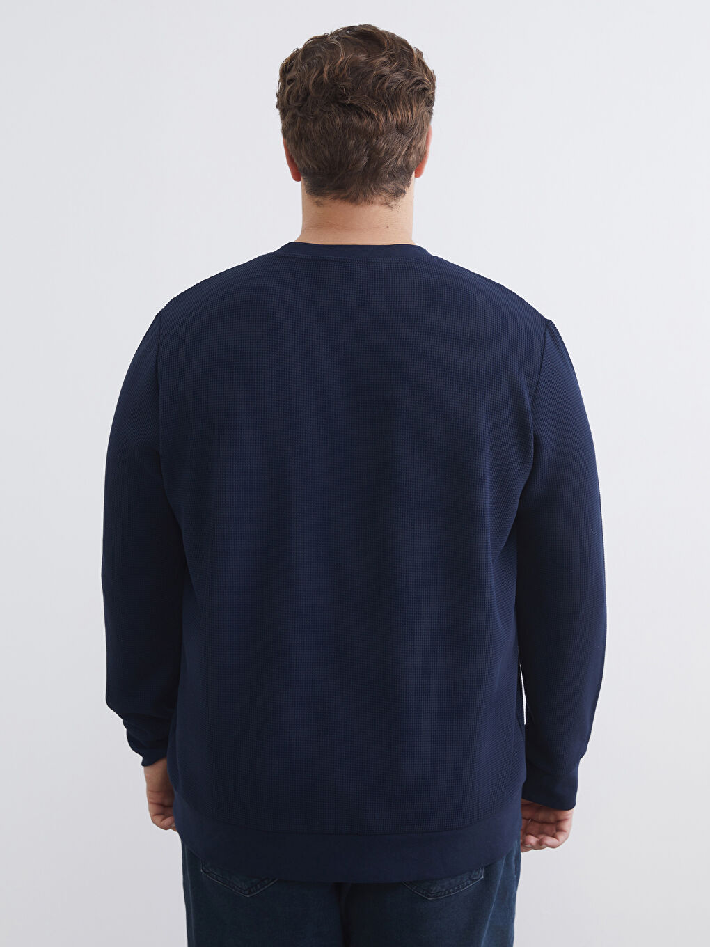 Lacivert Bisiklet Yaka Erkek Sweatshirt-3