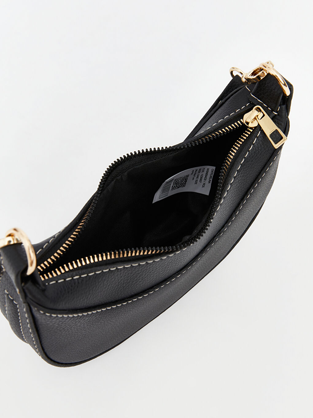 Siyah Deri Görünümlü Kadın Kol Çantası-3