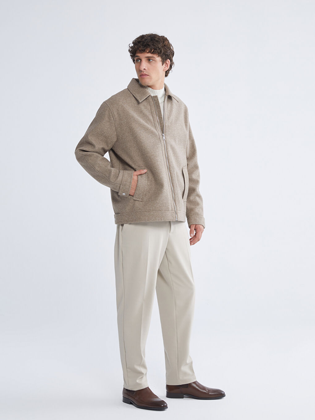 Мужчины Коричневый Пальто-1